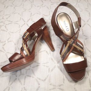 COPY - Nine & Co. women's 'JJanda' platform slingback strappy sandal pumps sz 8…